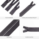 5 Pcs 32 Inch Waterproof Nylon Zippers #5 Black Water Resistant Zipper