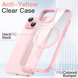 JETech Magnetic Case for iPhone 15 6.1-Inch Compatible with MagSafe, Shockproof Phone Bumper Cover, Solid Color Matte TPU Frame, Anti-Scratch Clear Back (Pink)