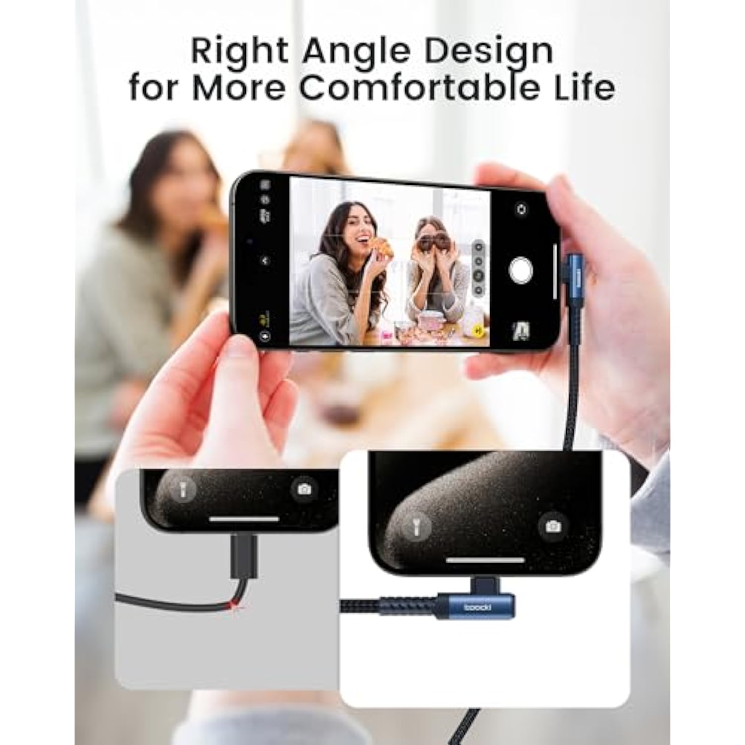 60W Usb C To Usb C Cable (2-Pack 6.6Ft), Right Angle Fast Charging Usb A To Usb C Charger Cable Compatible With Iphone15 Pro Max/Plus/Macbook Air/Samsung S25 Ultra/S22 Note 20