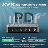 Charging Station For Multiple Devices,75W 6 Port Multi Usb C Fast Charger Station With 7 Mixed Charging Cables,Usb Charging Dock Compatible With Iphone, Samsung, Ipad, Tablet And More