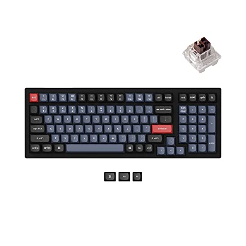 K4 Pro Custom Wireless Mechanical Keyboard, 96 Keys Hot-Swappable Qmk/Via Programmable Macro With K Pro Red Switch Rgb Backlit Compatible Mac Windows Linux - Black