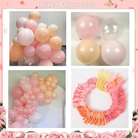 Pink Balloon Arch Kit 126 Pcs Light Pastel Pink Sand Balloon Garland Kit Include Macaron Orange Balloons For Wedding Birthday Baby Shower Gender Reveal Decorations