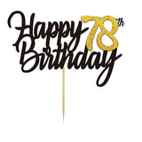 Happy 78Th Birthday Cake Toppers Glitter 78Th Anniversary Cake Topper 78 Years Loved Bday Decorations 78 Gold Birthday Cake Decorations Seventy-Eight Party Supplies For Women Men(Black Gold)