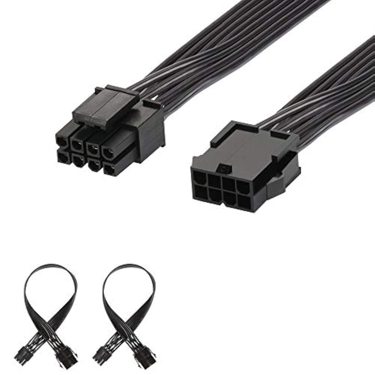Eps 8 Pin Power Extension Cable, Atx Cpu 8 Pin Female To 8(4+4) Pin Male Eps Extension Cable For Motherboard (2 Pack), 12 Inch