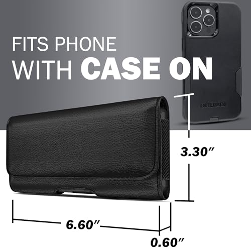 Holster for iPhone Pro Max and Plus (17 16 15 14 13 12 11 Xs Max) - Cell Phone Belt Holder Case with Clip, ID Credit Card Slot Pouch Cover, Large