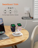 Dual Watch Charger with Fast Charging for  Watch, 704A, 3-in-1 Wireless Charging Station Stand for  Watch Ultra 3/11/10, Wireless Charger