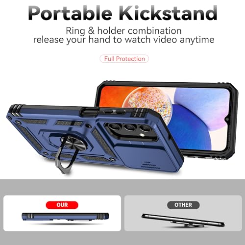 For Galaxy A15 5G Phone Case,Samsung Galaxy A15 5G Case,With Screen Protectors And Camera Cover,[Military Grade] 16Ft.Drop Tested Cover With Magnetic Kickstand Protective Case For Samsung A15 5G, Blue