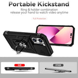 Compatible With Iphone 14 Pro Case With Hd Screen Protector & Slide Camera Cover & Rotated Ring Kickstand, [Military-Grade] Phone Case For Iphone 14 Pro (Black)
