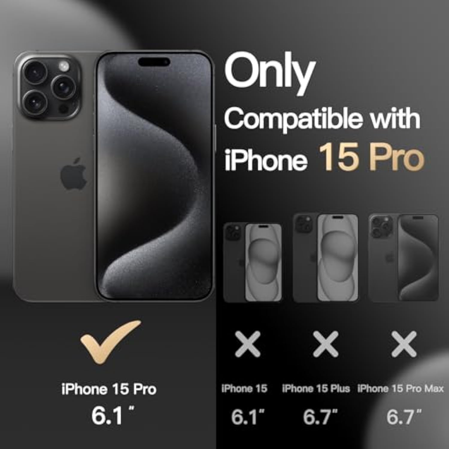 JETech Case for iPhone 15 Pro 6.1-Inch, Heavy Duty Dual-Layer Rugged Protection, Shockproof Protective Tough Phone Cover with Matte Back (Black)