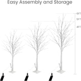 Lighted Tree Set Of 3,Christmas Tree 4Ft,5Ft And 6Ft With Led Lights, Halloween Decoration,Suit For Festival/Party,Wedding,Birthday,Indoor And Outdoor Use,Warm White (Lbt3-Ww)