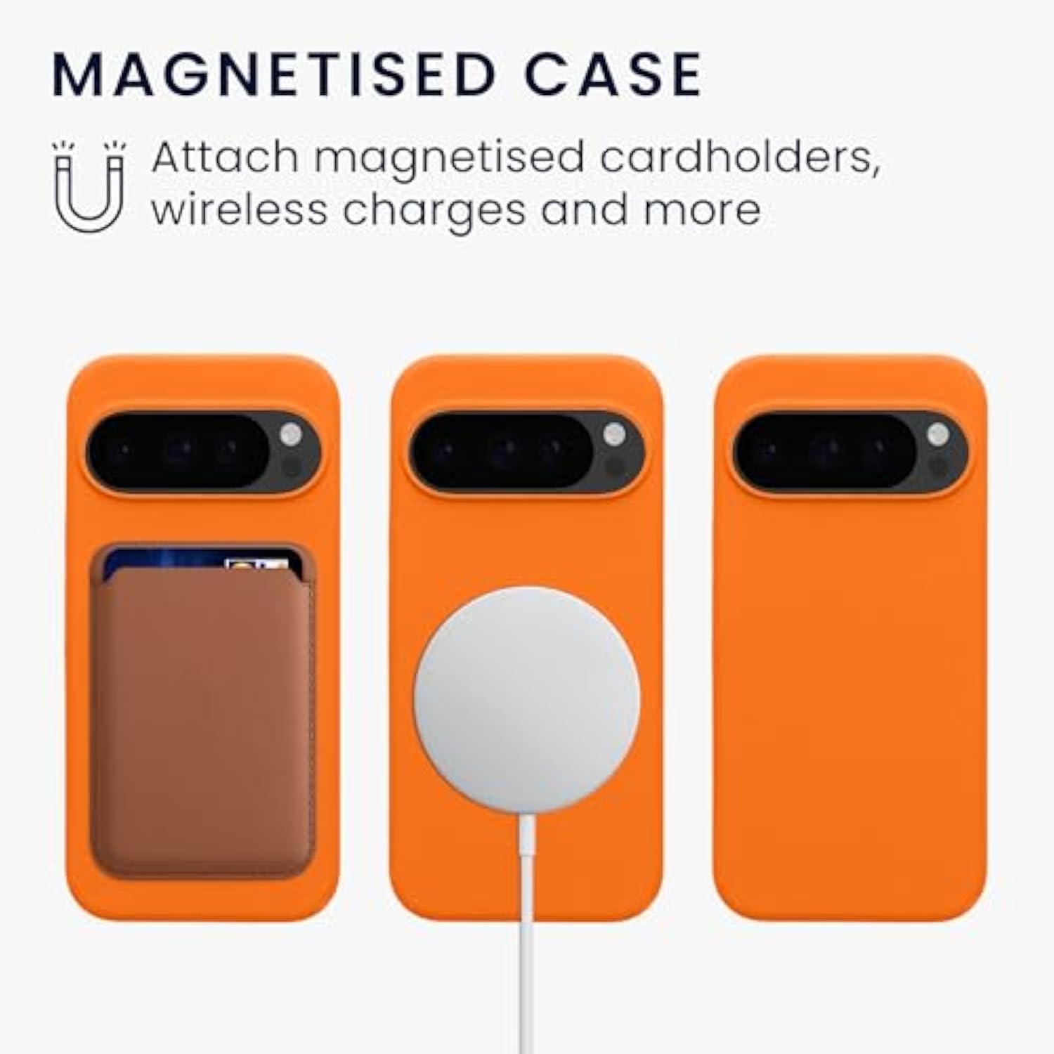 kwmobile TPU Silicone Case Compatible with Google Pixel 10 / Pixel 10 Pro - Case Magnetic Cover - Compatible with MagSafe - Fruity Orange