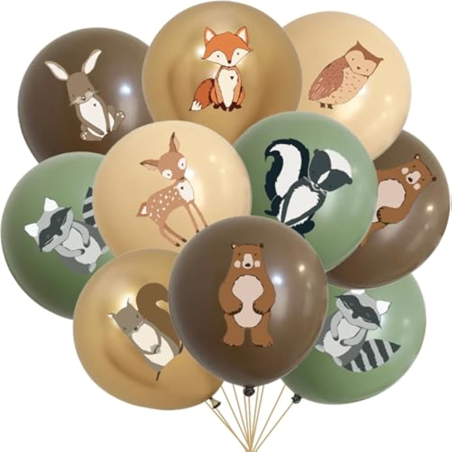 24Pcs Woodland Animals Balloon For Baby Shower Decorations 12Inch Classic, Neutral Forest Animal Baby Shower Party Supplies, Gender Reveal Photo Props