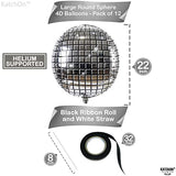 , Silver Disco Ball Balloons - 22 Inch, Pack of 12 | Disco Theme