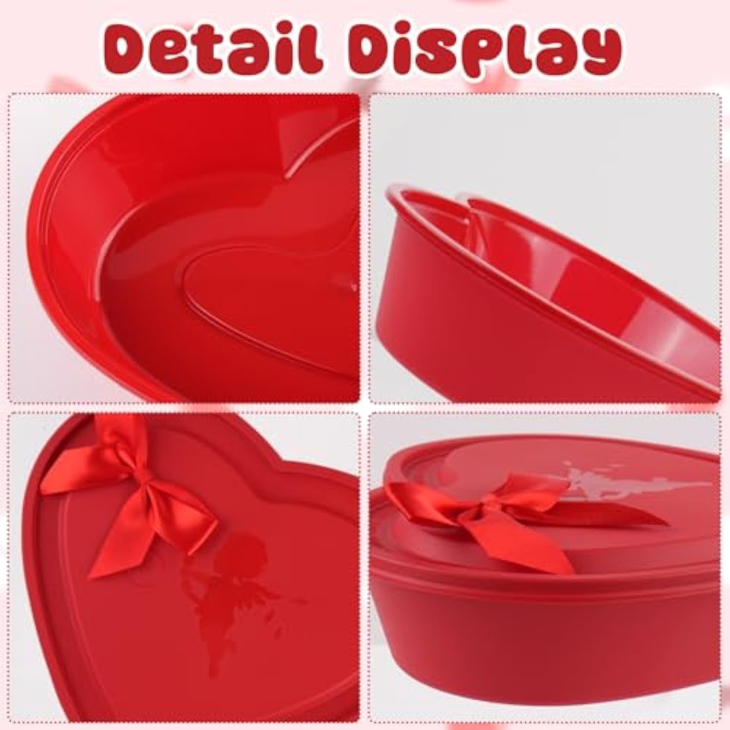 20 Pcs Valentine'S Day Birthday Wedding Party Heart Shape Containers With Red Bows,22Oz/650Ml Heart Shaped Box With Lid,Food Storage Containers For Valentine'S Day