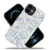 Case Compatible with iPhone 12,Fit Shockproof Cover for Women Girls,Blue Seashell Bow