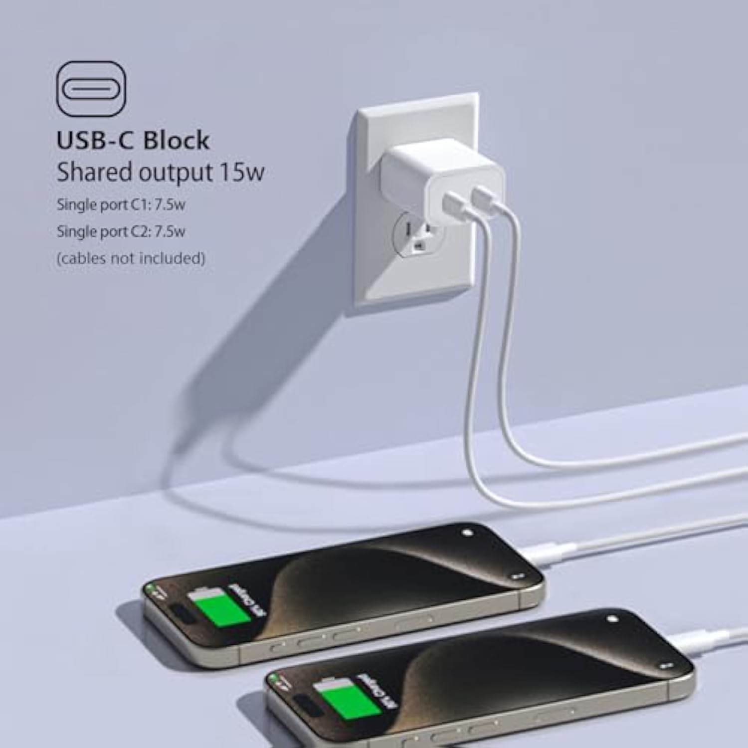 Dual Usb C Charger Block For Apple Watch Iwatch Iphone Ipad Airpods Pro, Type C Fast Charging 20W Pd Power Adapter Plug Cube 1 Pack White