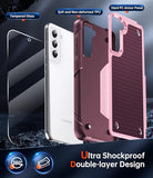 for Galaxy S21 FE-5G Case:  Galaxy S21 FE-Case with Screen Protector, Dual Layer Protective PC Soft TPU Android Mobile Unlocked Cover Funda