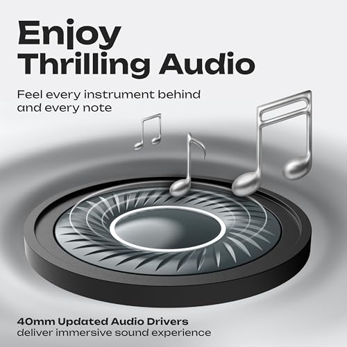 Bluetooth Headphones Over Ear, 60H Playtime, 4 EQ Modes Wireless Headphones with Microphone, Hi-Fi Stereo Deep Bass Foldable Headphone, Soft Foam Ear