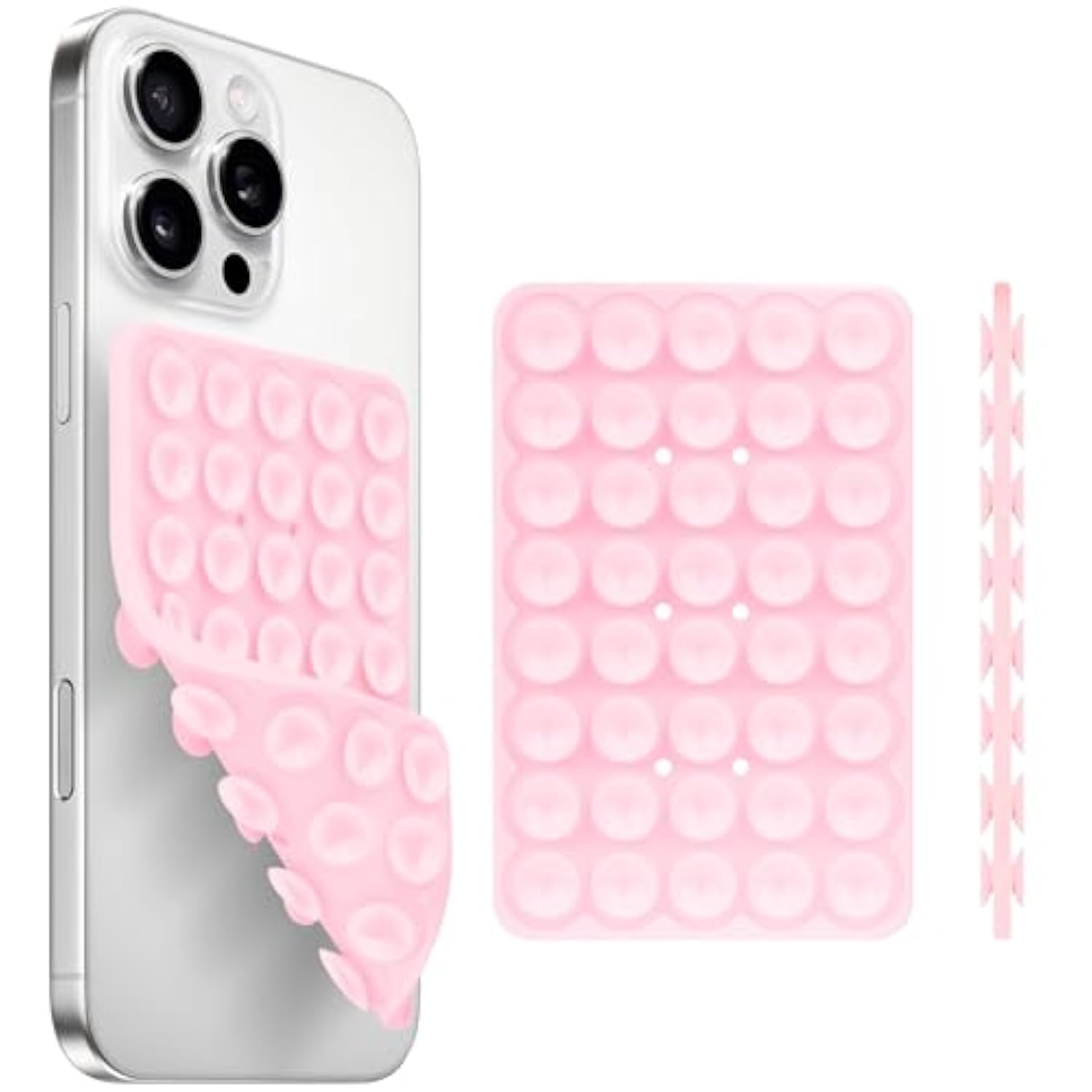 Double-Sided Silicone Suction Phone Mount Hands-Free Grip Light Pink