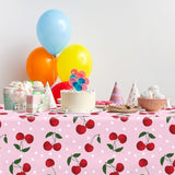 Cherry Tablecloth Birthday Party Decoration, 3Pcs Cherry Plastic Table Clothes Disposable Pink Table Cover For Cherry Decor, Cherry On Top Baby Shower, Wedding Bridal Shower Party Supplies