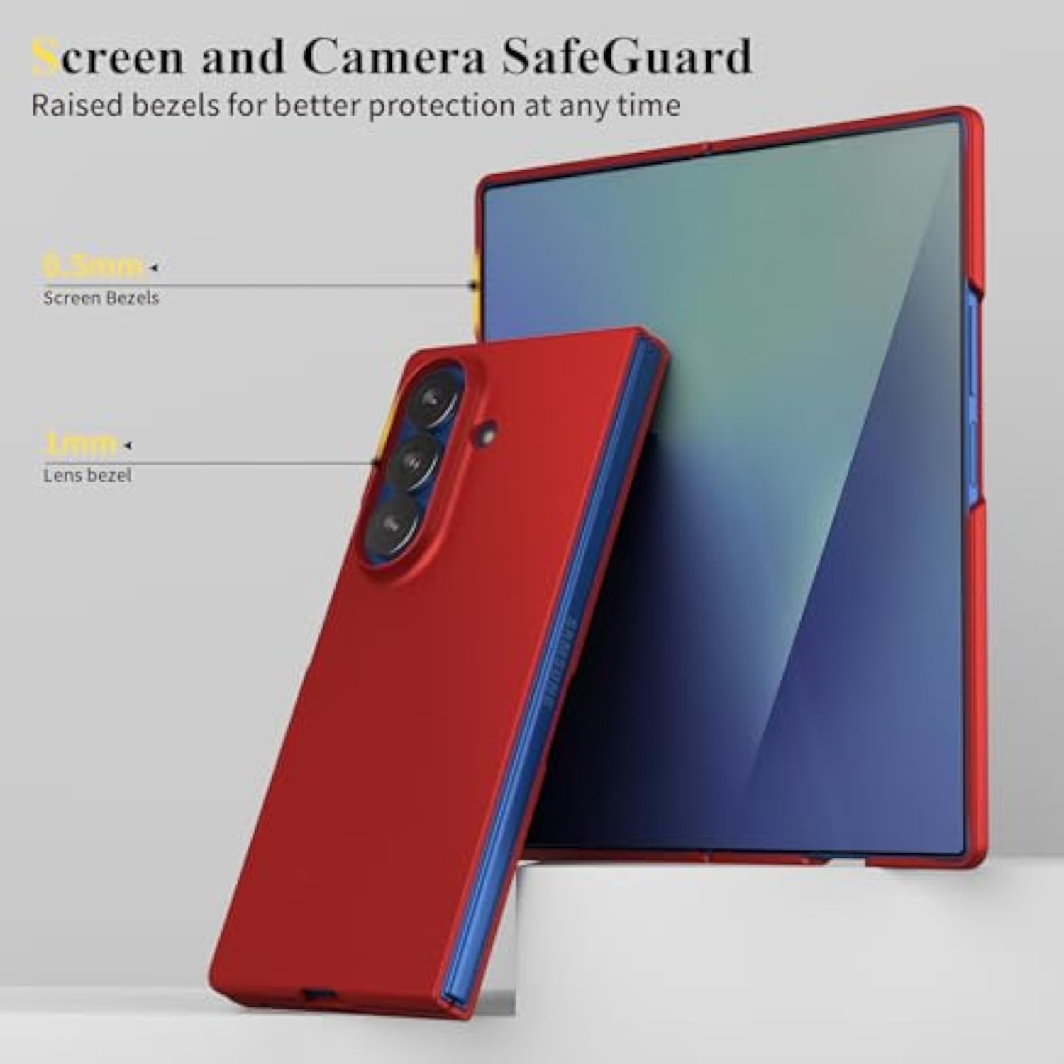 Case For Samsung Galaxy Z Fold 7 (2025) With Built-In Cover Screen Protector, Phone Case Thin Hard Matte Polycarbonate Cover For Galaxy Z Fold7 - Red