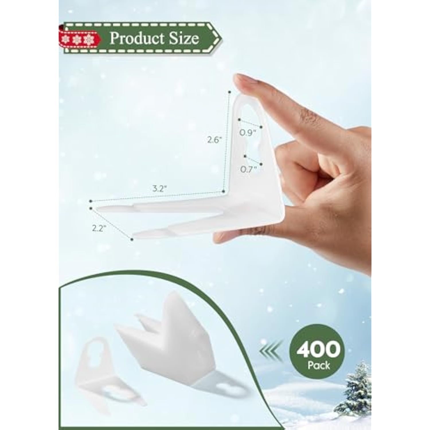 All In One Christmas Light Clips, Universal Gutter Hooks And Shingle Clip For C7, C9 And Mini Lights, 400 Pack