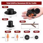 Snowman Kit Snowman Hats For Crafts, 200Pcs Snowman Craft For Kids,Snowman Decorating Kit Includes 120 Christmas Buttons,20 Tiny Top Hats,40 Tiny Hands,20 Mini Carrots Noses