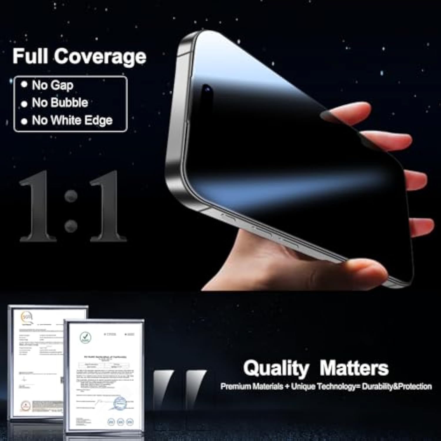 Iphone 16 Screen Protector With Camera Lens 2+2 Pack 9H Shatterproof Full Coverage