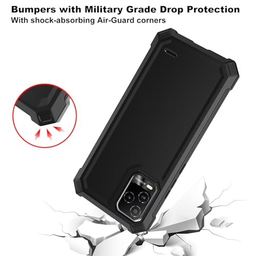 For Blu View 5 Pro Phone Case, Tracfone Blu View 5 Case With Screen Protector, Dual Layer Protection, Shockproof Corner Tpu Bumper, Heavy Duty Protective Phone Cover For View 5 Pro - Black