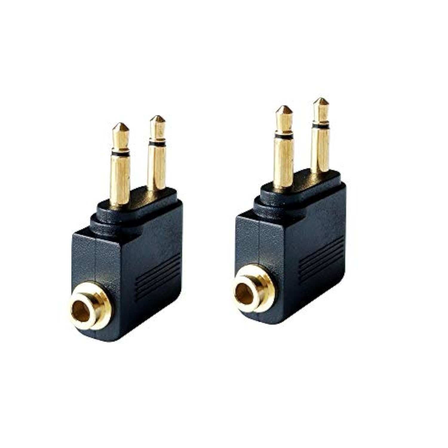 Dual 3.5Mm Male To 3.5Mm Female Airplane Headphone Adapter Gold Plated (2 Pack)