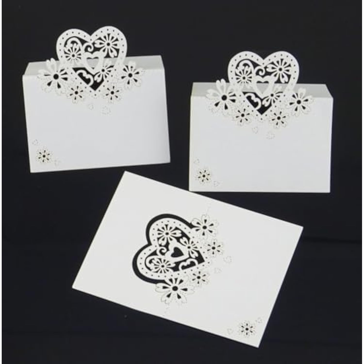 Pack Of 50 Cut Heart-Shaped Hollow Wedding Table Number Name Place Card Wedding Party Decoration