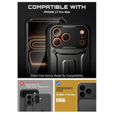 SUPCASE for iPhone 17 Pro Max Case with Camera Control Button (Unicorn Beetle Pro), [Built-in Kickstand & Screen Protector] [Military-Grade Protection] Full Body Heavy Duty Phone Case, Black