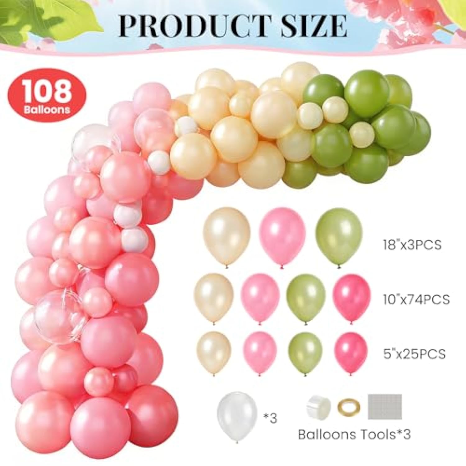 124Pcs Spring Wildflower Party Decor Set - Floral Happy Birthday Backdrop, Banner, Balloons, Tablecloth, Cake Toppers | For Women Girls Birthday, Baby Shower, Tea Party