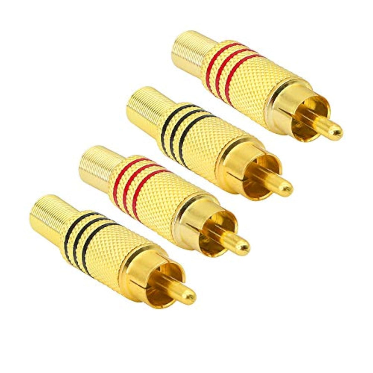 Rca Stereo Connector Plug With Spring Coax Audio Solderless Gold Plated Adapte