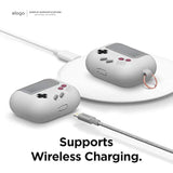 elago AW5 Compatible with Airpods Pro Case, Classic Handheld Game Console Design Case with Keychain, Durable Silicone Construction, MagSafe Compatible [US Patent Registered] [Light Grey]