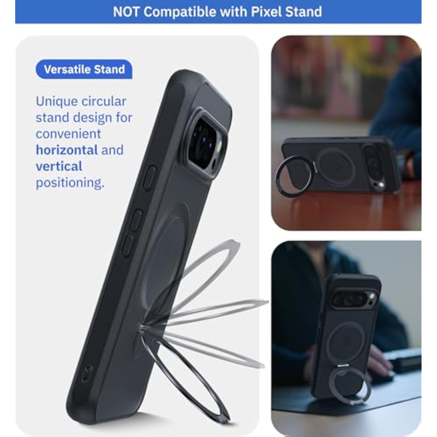 Pixel 9 Pro XL Case, MagStand Series, Kickstand, MagSafe Compatible, Black