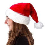3 Pack Plush Christmas Santa Hats Xmas Holiday Hats For Adult Unisex Christmas Headwear Party Favor Supplies