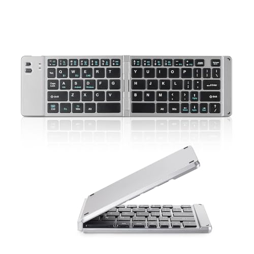 Foldable Keyboard - Portable Rechargeable Full Size Ultra Slim Mini Folding Wireless Travel Keyboard For Ios Android Windows Smartphone Tablet And Laptop(Grey)