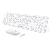 seenda Wireless Keyboard and Mouse, USB & Type C 2-in-1 Receiver, SK73-3 Full Size White Wireless Keyboard Mouse Combo, Compatible for Windows, MacBook Pro/Air, Laptop, Desktop, PC - White