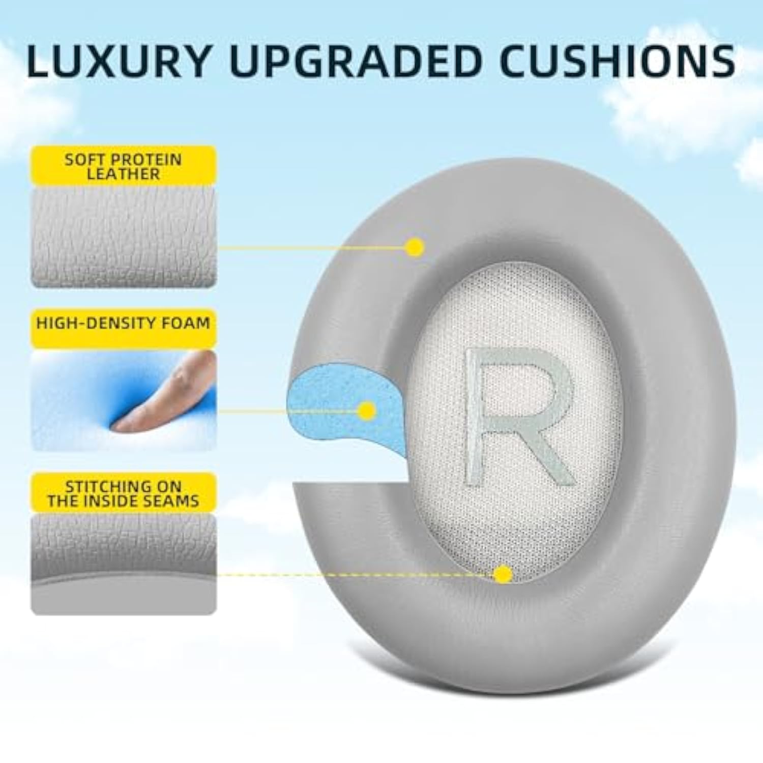 Replacement Ear Cushions For Bose 700 (Nc700) Wireless Headphones With Softer Protein Leather And High-Density Noise-Canceling Foam Ear Cushions (Grey)