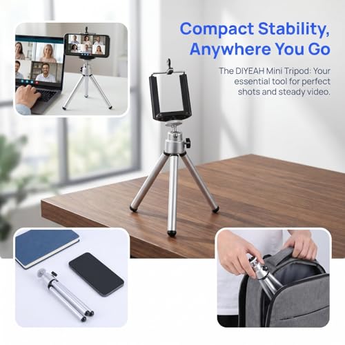 Adjustable Mini Tripod Stand Holder Set for Camera and Smartphone Portable 3-Section Design Lightweight for Travel Compatible with Mobile Devices