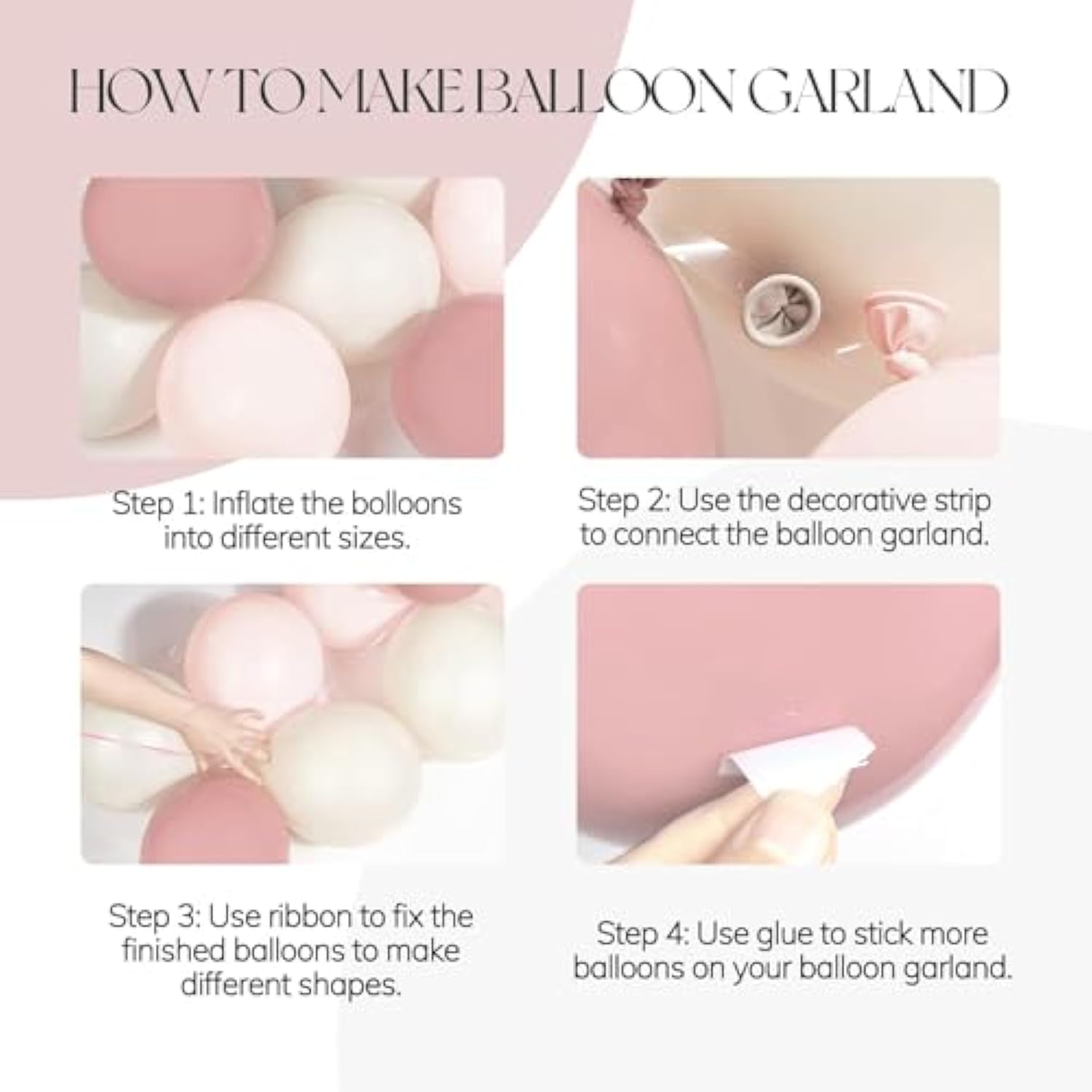 136pcs Boho Dusty Rose Pink Blush White Balloon Arch Kit for Wedding & Party