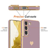 For Samsung Galaxy S22 5G Case For Women Girl Cute Love-Heart Luxury Bling Soft Back Cover Raised Full Camera Protection Bumper Silicone Shockproof Phone Case For Galaxy S22 5G, Lavender
