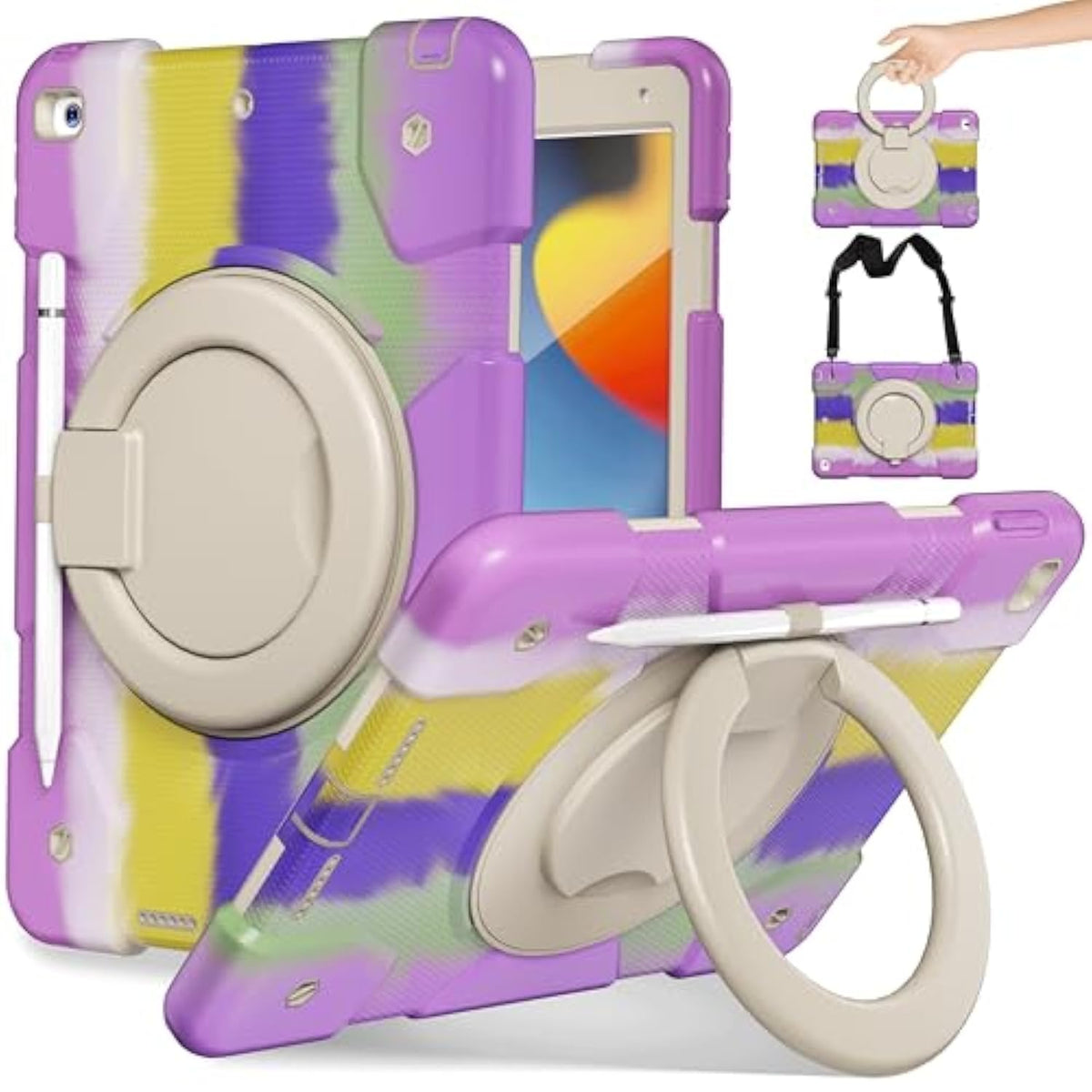 Ipad 9Th/ 8Th/ 7Th Generation Case 10.2 Inch With Pencil Holder [360 Rotating