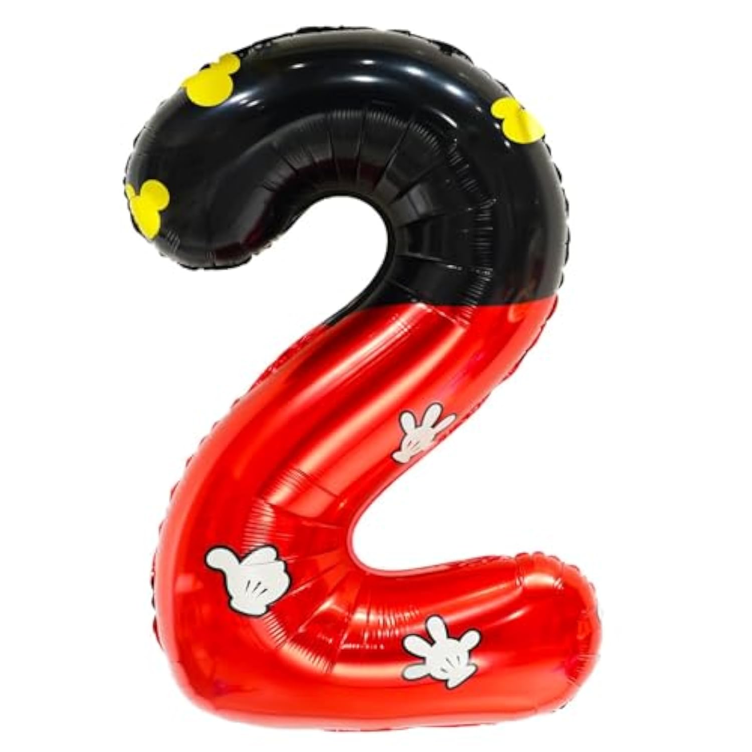 40" Black & Red Mouse Number 2 Balloon — Giant Mickey-Style Party Decor