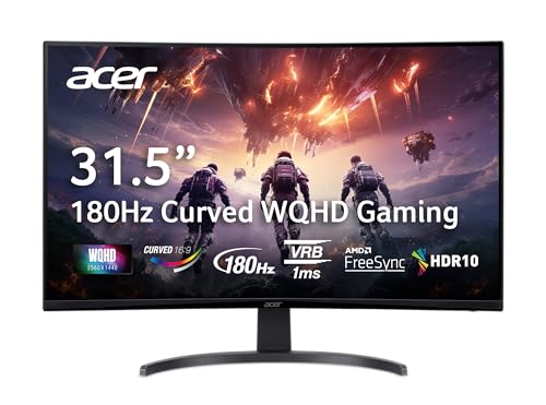 Nitro 31.5 Inch Wqhd 2560 X 1440 1500R Curved Gaming Monitor | Amd Freesync | Up To 180Hz Refresh | 1Ms (Vrb) | Tilt | One Display Port 1.4 & Two Hdmi 2.0 | Eda323Qu S3Bmiiphx