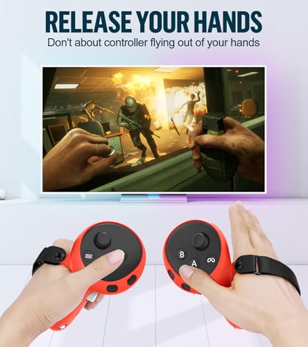 Silicone Cover Set Compatible With Meta Oculus/Quest 3, Vr Accessories Protective Cover Includes Controller Grips, Front Shell Headset Cover And Face Cover, Not Fit Quest 3S(Red)