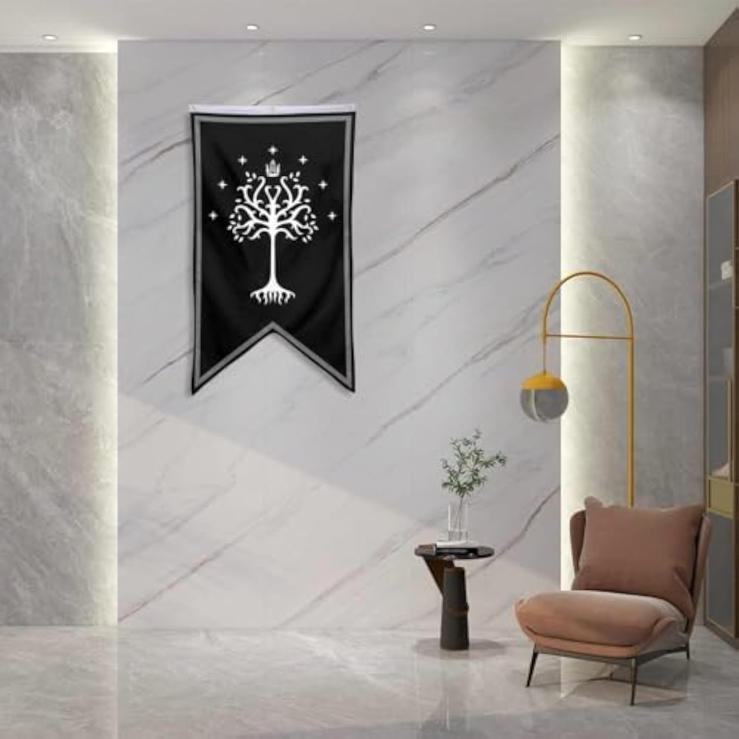 Gondor Flag Tree Of Gondor Banner Flag Flag Banner Man Cave Bed Room Home Office Party Decor 30X50 Inch (Black)