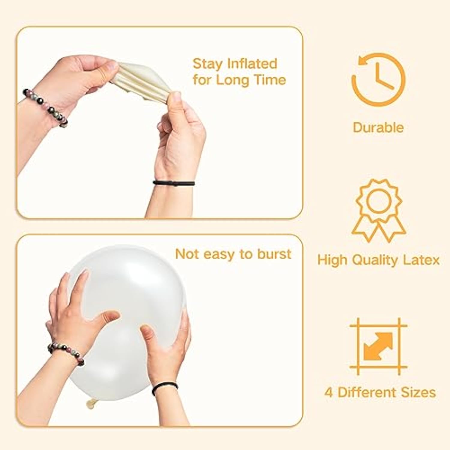 Pearl White Balloons Different Sizes For Garland Arch, 134Pcs Premium Party Latex Balloons For Birthday Party Graduation Wedding Anniversary Baby Shower Party Decoration