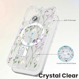 Magnetic Case For Iphone 16,Slim Floral Flower Pattern Phone Cover For Girls Women,Shockproof Tpu Bumper Hard Back Protective Phone Case,Compatible With Magsafe,(Clear/Branch Flower)
